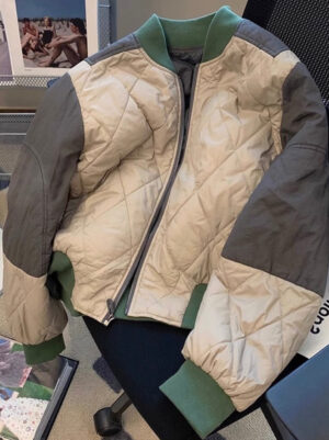 Stand Collar Color-blocking Cotton Jacket