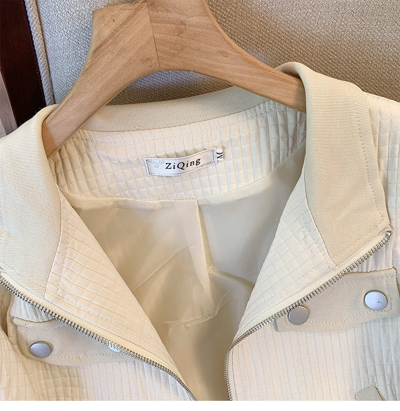 Casual Pot-hole Patchwork Zipped Jacket - Image 4