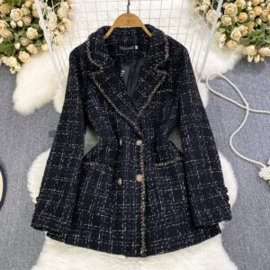 OL Outfit Plaid Tweed Coat